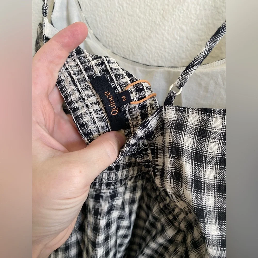 Quince Black and White Gingham Midi Dress - Picture 4 of 5